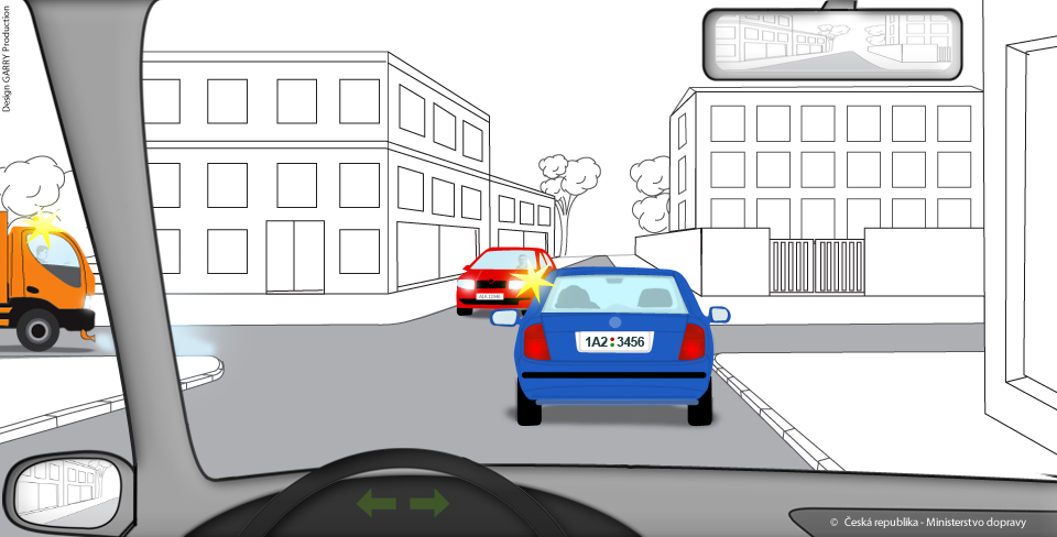 Jste řidičem vozidla z výhledu. Na vyobrazené křižovatce