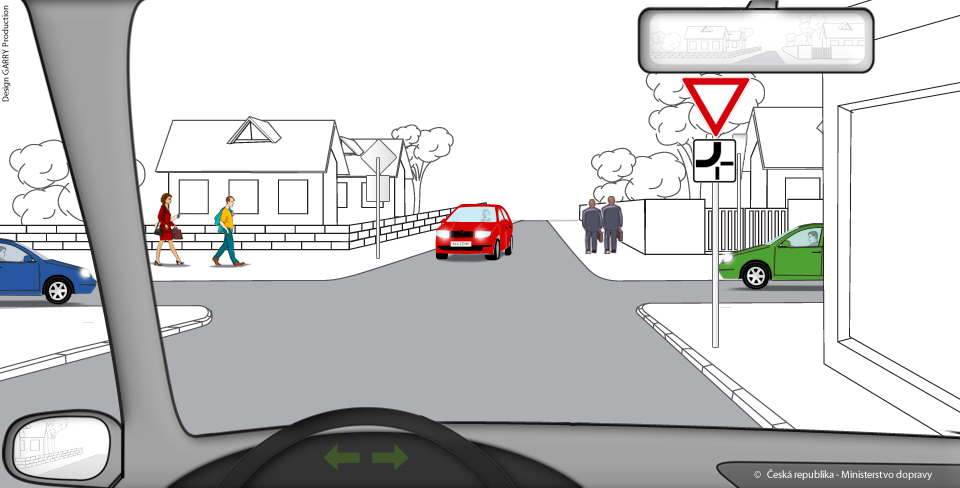 Jste řidičem vozidla z výhledu. Určete, v jakém pořadí projedou vozidla touto křižovatkou