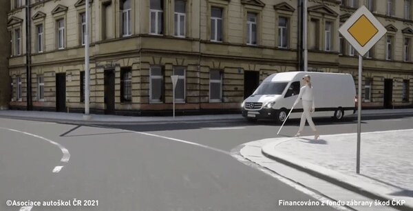 Jak se zachová řidič vozidla z výhledu odbočujícího na pozemní komunikaci vpravo?