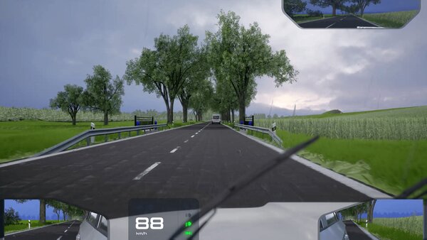 Řidič vozidla z výhledu: je upozorněn červenými směrovými sloupky na riziková místa, kde…